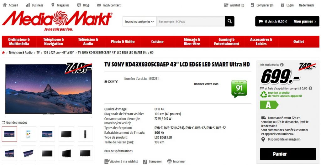 SONY KD43X8305 - Promo Mediamarkt