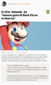 E3 2016 : Nintendo - Un "nouveau genre de Mario d'ici un ou deux ans"