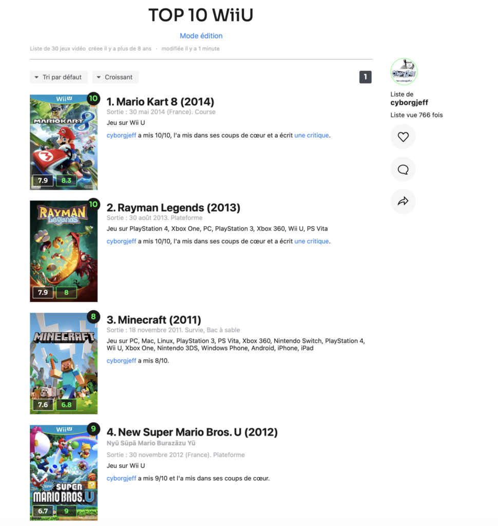 Mon Top 10 - WiiU - SensCritique
