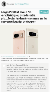 Google Pixel 8 et Pixel 8 Pro : caractéristiques, date de sortie, prix... Toutes les dernières rumeurs sur les nouveaux flagships de Google